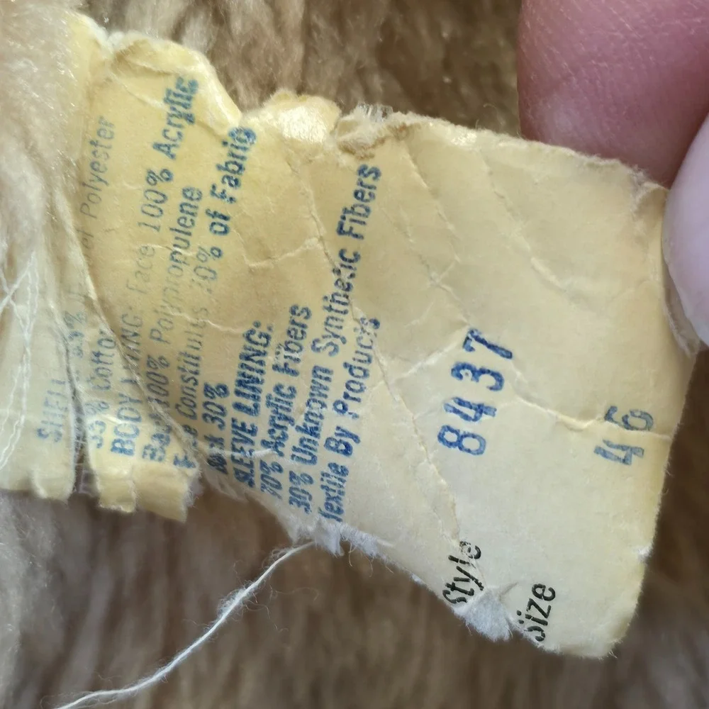 Vintage Grais Men's Tan Faux Fur Lined Western Coat Size 46‎ Reg Made in USA